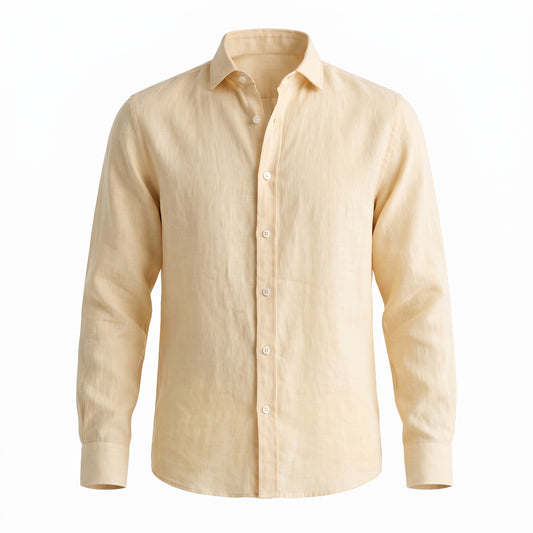Leinen Langarmhemd Sandro Gelb Slim Relaxed