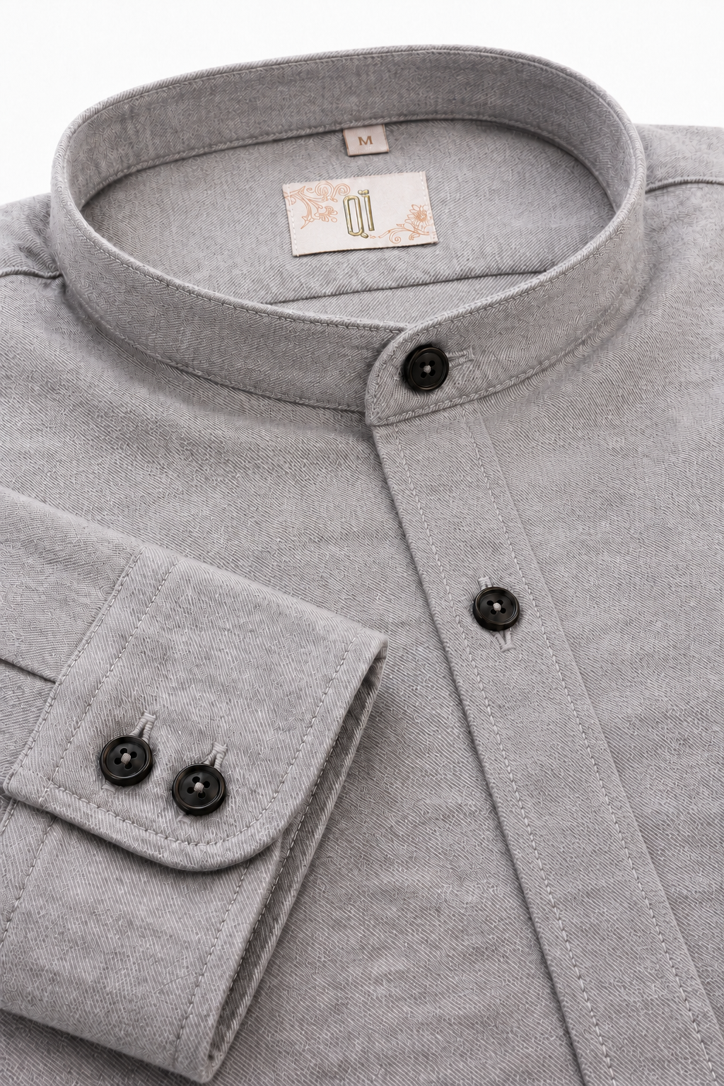 Casual Flanellhemd Rene Stehkragen Slim Beige/Blau
