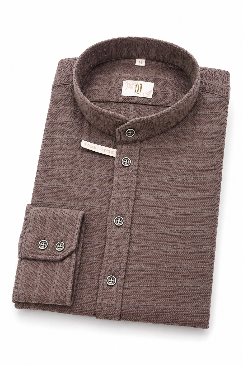 Casual Hemd Rouven Stehkragen Slim Braun