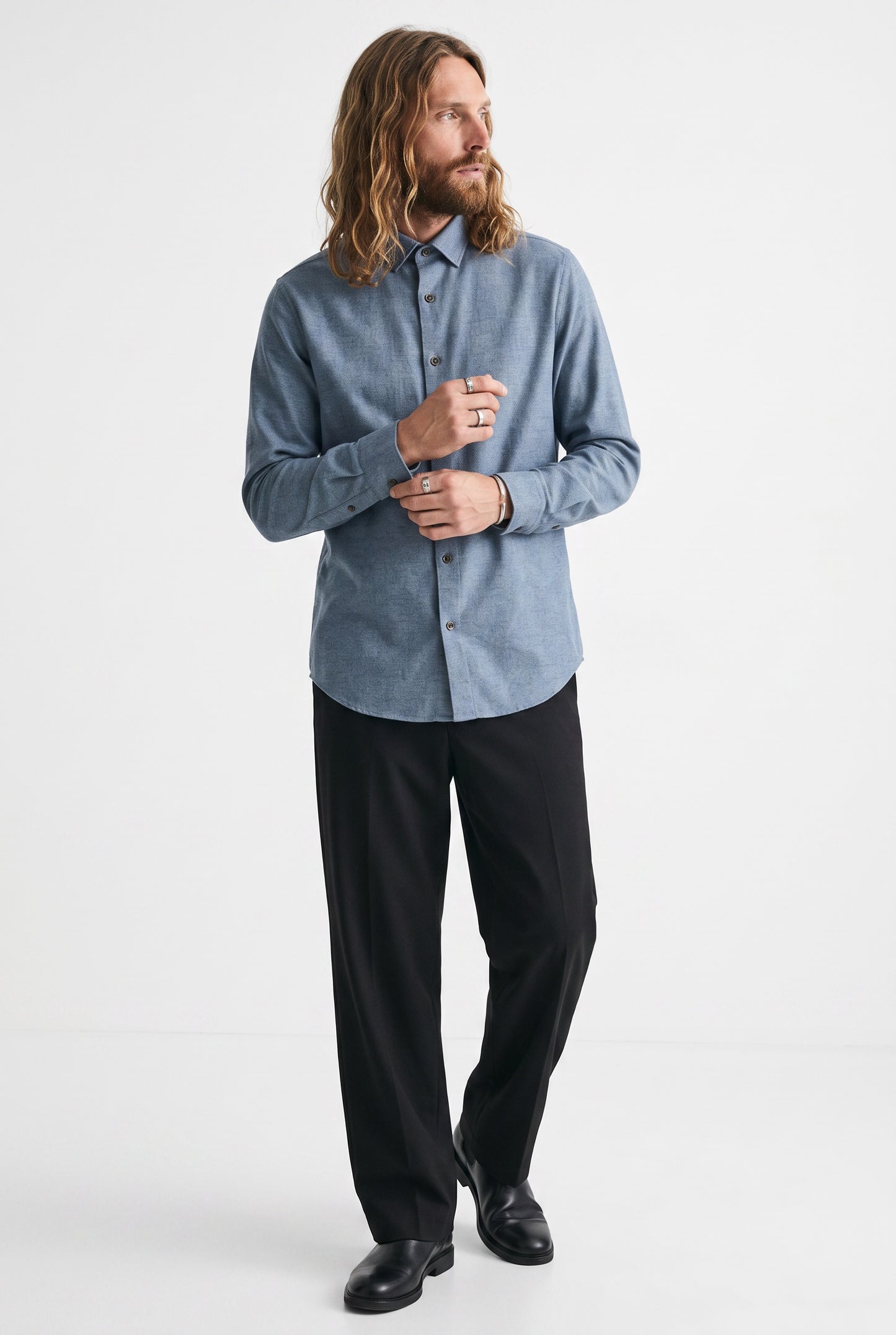 Casual Flanellhemd Ingo Kent Slim Blau