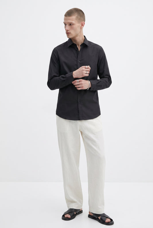 Cotton-Stretch Langarmhemd Ingo Schwarz