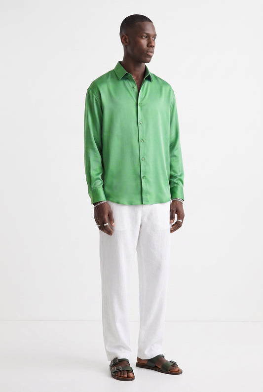 Viscose-Stretch Langarmhemd Ingo Grün