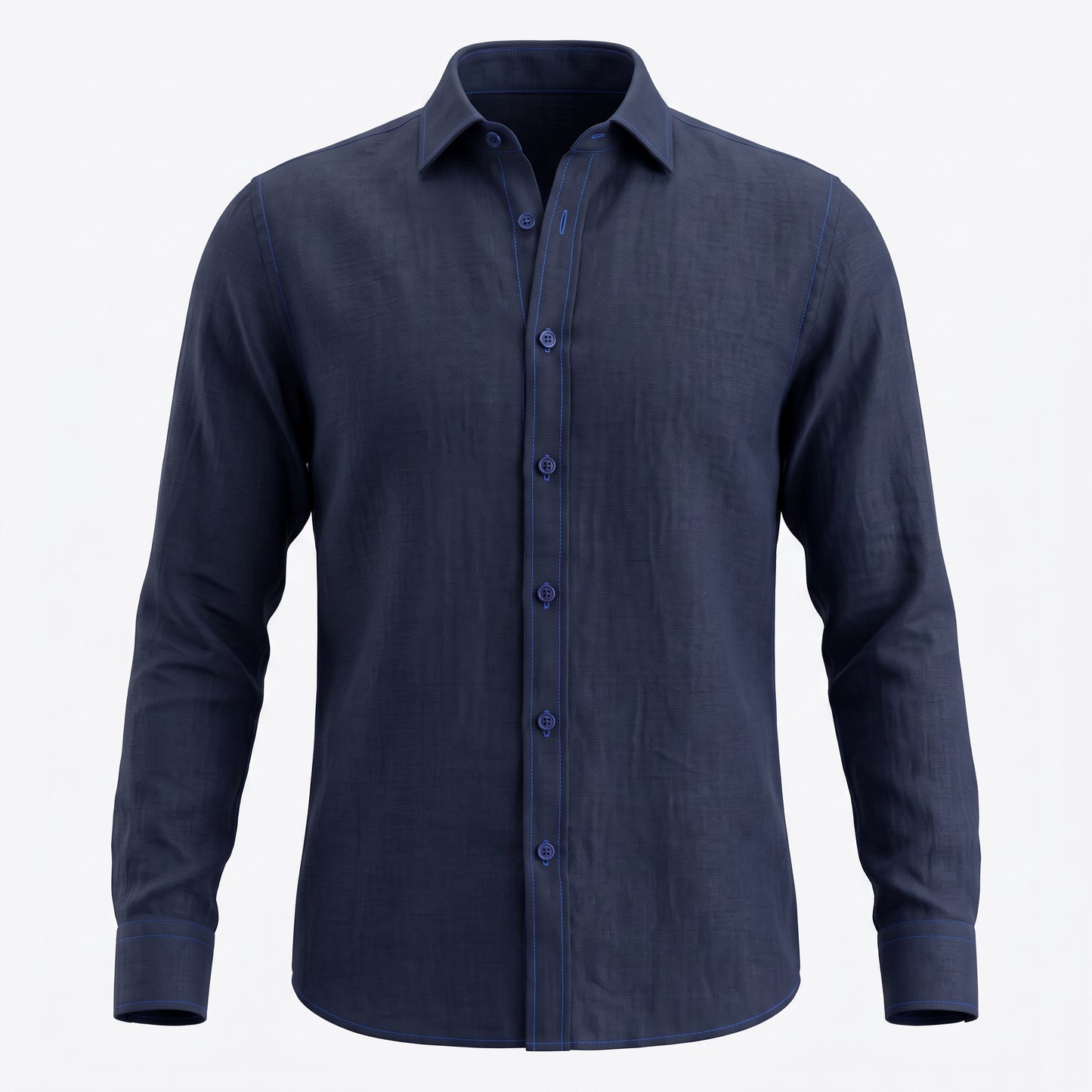 Leinen Langarmhemd Sandro Blau Slim Relaxed