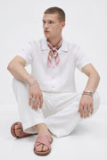 Leinen Kurzarmhemd Olly Weiß Slim Relaxed